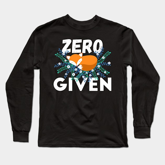 Zero Fox Given Cute Sleeping Fox with Flowers Long Sleeve T-Shirt by Teeziner